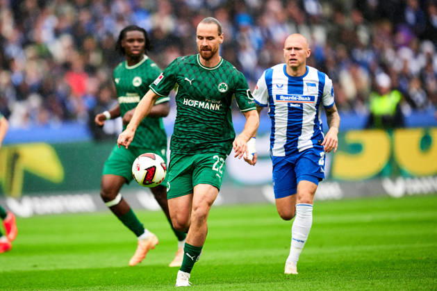 Jannis Heuer (Greuther Fuerth, 22), GER, Hertha BSC vs. SPVGG Greuther Fuerth, 2. Bundesliga, Saison 2026 27, 07. Spieltag, 11.10.2026 (DFL REGULATIONS PROHIBIT ANY USE OF PHOTOGRAPHS AS IMAGE SEQUENCES AND OR QUASI - VIDEO). GER, Hertha BSC vs. SPVGG Greuther Fuerth, 2. Bundesliga, Saison 2026 27, 07. Spieltag, 11.10.2026 Berlin