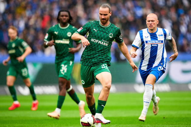 Jannis Heuer (Greuther Fuerth, 22), GER, Hertha BSC vs. SPVGG Greuther Fuerth, 2. Bundesliga, Saison 2026 27, 07. Spieltag, 11.10.2026 (DFL REGULATIONS PROHIBIT ANY USE OF PHOTOGRAPHS AS IMAGE SEQUENCES AND OR QUASI - VIDEO). GER, Hertha BSC vs. SPVGG Greuther Fuerth, 2. Bundesliga, Saison 2026 27, 07. Spieltag, 11.10.2026 Berlin