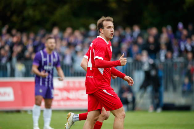 Torjubel 1:0 bei Torschütze Felix Heim (Greifswald) ; GER, Greifswalder FC vs. FC Erzgebirge Aue, Fußball, Männer, Regionalliga Nordost, 12.Spieltag, Spielzeit 2026 2027, 11.10.2026 Greifswald Volksstadion Mecklenburg - Vorpommern Deutschland