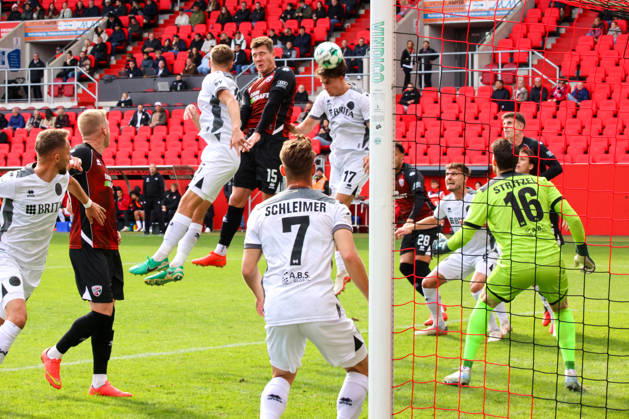 Torwart Florian Stritzel (SV Wehen Wiesbaden, Nr.16) kann in der ersten Halbzeit sein Tor gut verteidigen beim Spiel FC Ingolstadt 04 gegen SV Wehen Wiesbaden am 11.10.2026, DFB regulations prohibit any use of photographs as image sequences and or quasi-video. GER, Fussball, 3. Liga, Spieltag 8, FC Ingolstadt 04 gegen SV Wehen Wiesbaden, 11.10.2026, Audi Sportpark Ingolstadt Copyright: xEibner-Pressefoto OliverxSTRISCHx EP-OSH