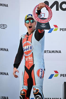 MOTO - MOTO GP - GRAND PRIX OF INDONESIA 2026 FERNANDEZ Raul (spa), Trackhouse MotoGP Team, Aprilia RS-GP26, podium, portrait during the 2026 MotoGP Pertamina Grand Prix of Indonesia on the Mandalika circuit from October 9 to 11, at West Nusa Tenggara, Indonesia - West Nusa TenggaraIndonesia  Copyright: xGIGIxSOLDANOx