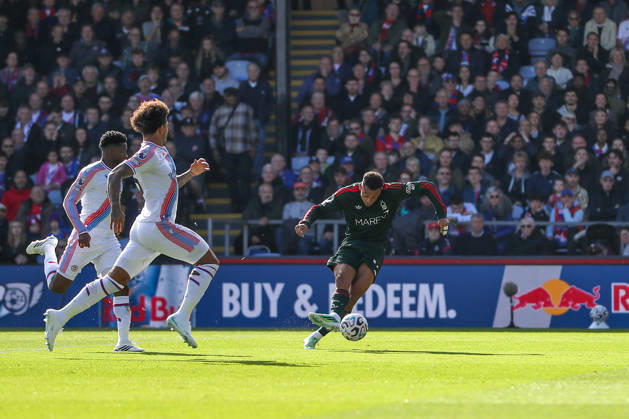 11th October 2026; Selhurst Park, London, England; Premier League Football, Crystal Palace versus Nottingham Forest; Dan Ndoye of Nottingham Forest scores in the 3rd minute for 0-1 KatiexChan