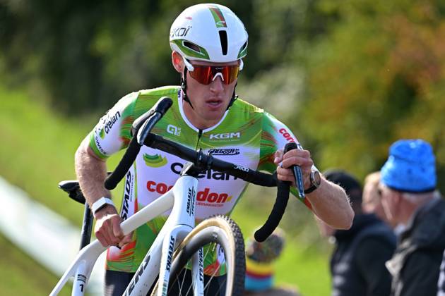 Belgium s Joran Wyseure pictured in action during the men elite race of the Mosselcross cyclocross cycling event, on Sunday 11 October 2026, in Dendermonde, the first race (out of 7) of the HG Cross competition. DAVIDxPINTENS  x189448150x