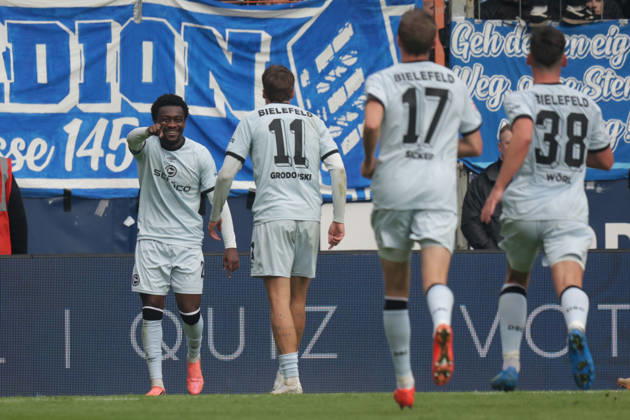 11.10.2026, xgrfx, Fussball 2.Bundesliga, VfL Bochum - Arminia Bielefeld v.l. Tor, Benjamin Boakye zum 0:1 (Arminia Bielefeld) Bochum