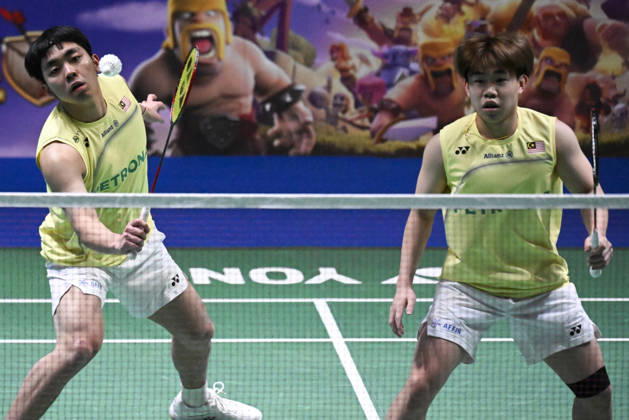 LKS 20261011 Aaron Tai (R) and Yap Roy King (L) of Malaysia during their men s doubles match against Tsai Fu Cheng and Lai Po Yu of Taiwan (not pictured) during the finals at the badminton Clash of Clans Arctic Open 2026 tournament in Vantaa, Finland, on October 11, 2026. - ANTTI AIMO-KOIVISTO Finland JhUJ0ojMmew  Copyright: xAnttixAimo-Koivistox JhUJ0ojMmew