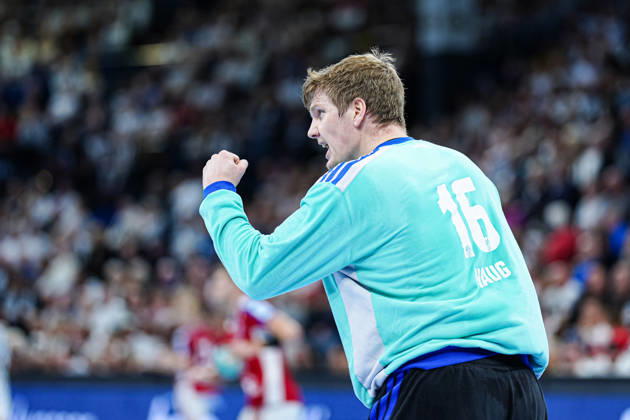Jubel nach Parade Robin Haug (Handball Club Hamburg, 16) GER, THW Kiel vs. Handball Club Hamburg, Handball, 1. Bundesliga, Spieltag 8, Saison 2026 2027, 11.10.2026 GER, THW Kiel vs. Handball Club Hamburg, Handball, 1. Bundesliga, Spieltag 8, Saison 2026 2027, 11.10.2026 Kiel Copyright: xEibner-Pressefoto MarcelxvonxFehrnx EP_MFN