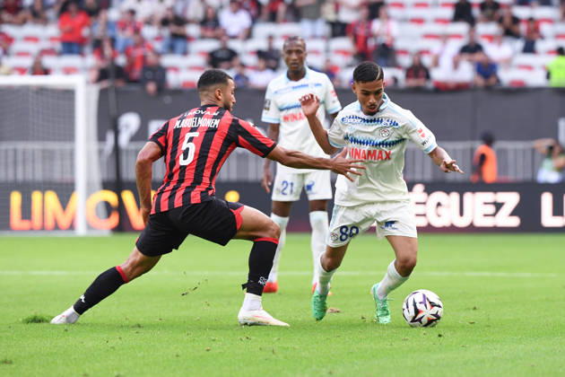 OGC Nice v RC Strasbourg Alsace - Ligue 1 McDonald s 2026 2027 Gessime YASSINE of Strasbourg and Mohamed ABDELMONEM of Nice during Ligue 1 McDonald s match between Nice and Strasbourg at Allianz Riviera Stadium on October 11, 2026 in Nice, France. Nice France  Copyright: xIconxSportx 776573383