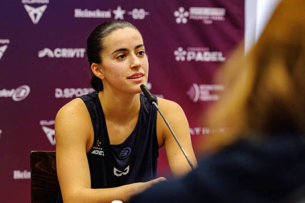 DÜSSELDORF, GERMANY - 11 OCTOBER 2026: Image shows press conference, PK, Pressekonferenz of Martina Calvo (ESP) and Claudia Fernandez Sanchez (ESP) during CUPRA Germany Premier Padel P2 2026 Day 8: Finals at CASTELLO Düsseldorf on 11 10 2026 in Düsseldorf, Germany. Germany Copyright: xFröhlichxPascalx