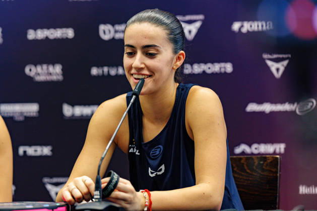 DÜSSELDORF, GERMANY - 11 OCTOBER 2026: Image shows press conference, PK, Pressekonferenz of Martina Calvo (ESP) and Claudia Fernandez Sanchez (ESP) during CUPRA Germany Premier Padel P2 2026 Day 8: Finals at CASTELLO Düsseldorf on 11 10 2026 in Düsseldorf, Germany. Germany Copyright: xFröhlichxPascalx