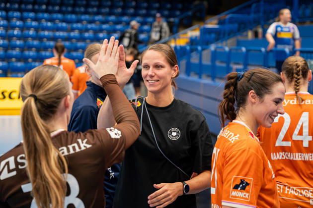 HSG Blomberg-Lippe (GER) vs. Odense Handbold (DEN), Handball, EHF Champions League Women, Gruppenphase, 11.10.2026, Saision 2026 2027, Lemgo Xenia Smits (Odense Handbold) freut sich nach dem Sieg gegen HSG Blomberg-Lippe (GER) Lemgo Phoenix Contact Arena Deutschland