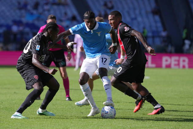 Lazio™s Nuno Tavares Monza™s Eddy Kouadio Monza™s Michael Folorunsho during the Serie A EniLive soccer match between Lazio and Monza at the Rome s Olympic stadium, Italy - Sunday October 11, 2026 - Soccer ( Photo by Alfredo Falcone LaPresse )  Copyright: xAlfredoxFalcone LaPressex