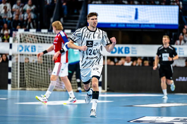 11.10.2026, xdobgx, Handball Opel HBL, THW Kiel - Handball Club Hamburg v.l. Lukas Zerbe (Kiel, 24) Jubel, Torjubel, jubelt ueber das Tor, celebrate the goal, celebration Kiel