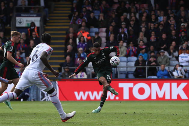11th October 2026; Selhurst Park, London, England; Premier League Football, Crystal Palace versus Nottingham Forest; Dan Ndoye of Nottingham Forest shoots but goes well over KatiexChan
