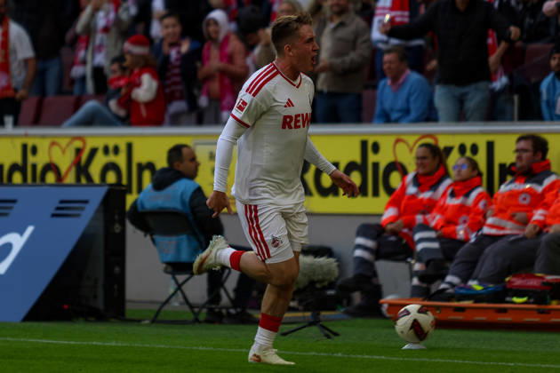 11.10.2026, GER, Fussball, Herren, Bundesliga , 1. Bundesliga, Saison 2026 2027, 1. FC Köln - VfL Borussia Mönchengladbach Ãsak Johannesson (KOE) Torjubel, jubelt nach seinem Treffer zum 1:0 Copyright: xSvenxHanischx