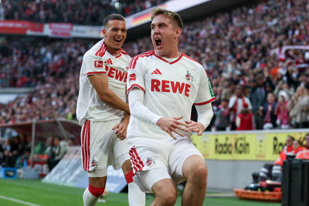 1. Bundesliga - 26 27 - 1. FC Köln - Borussia Mönchengladbach am 11.10.2026 im RheinEnergieSTADION in Köln Jubel, Torjubel, Torschuetze, Torschütze Isak Johannesson (Koeln 8) jubelt nach seinem Tor zum 1 zu 0