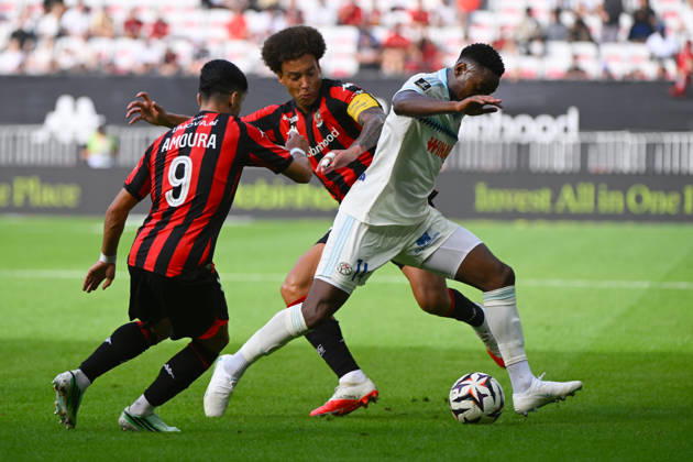 FOOTBALL : OGC Nice VS RC Strasbourg Alsace - Ligue 1 McDonald s - 11 10 2026 Dario Essugo (RCSA) - Ligue 1 McDonald™s match between OGC Nice and Racing Club de Strasbourg Alsace on October 11, 2026 at the Allianz Riviera Stadium in Nice. NiceFrance  Copyright: xWilliamxCannarellax