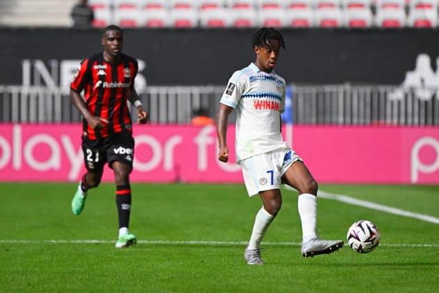 FOOTBALL : OGC Nice VS RC Strasbourg Alsace - Ligue 1 McDonald s - 11 10 2026 Samuel Amo-Ameyaw (RCSA) - Ligue 1 McDonald™s match between OGC Nice and Racing Club de Strasbourg Alsace on October 11, 2026 at the Allianz Riviera Stadium in Nice. NiceFrance  Copyright: xWilliamxCannarellax