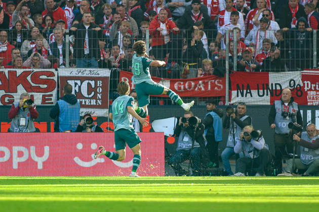 11.10.2026, GER, Fussball, Herren, Bundesliga , 1. Bundesliga, Saison 2026 2027, 1. FC Köln - VfL Borussia Mönchengladbach Joe Scally (BMG) Torjubel, jubelt nach seinem Treffer zum 1:1 Copyright: xSvenxHanischx