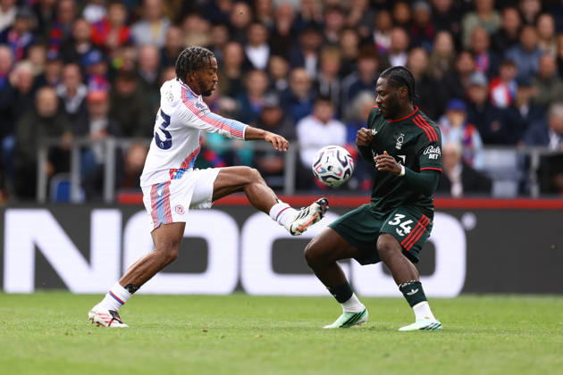 Crystal Palace v Nottingham Forest 11 October 2026, London - Premier League Football - Crystal Palace v Nottingham Forest - Quinten Timber of Crystal Palace and Ola Aina of Nottingham Forest - Photo: Jacques Feeney Offside. London UK Copyright: xJacquesxFeeneyx xOffsidexOffside