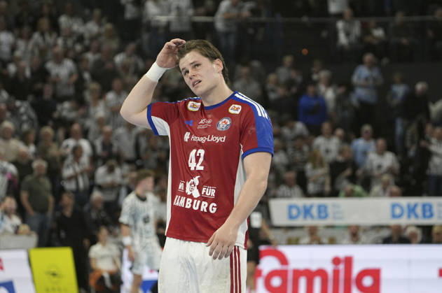 Foto : Enttäuschung nach dem Schlußpfiff bei den Spielern aus Hamburg , hier trauert Jan-Christian Schmidt Handball Herren 1. Bundesliga 8. Spieltag am So. 11.10.2026 THW Kiel - HCH Hamburg