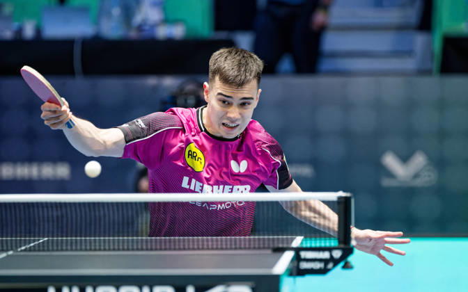 Kay Stumper Post SV Muelhausen Germany (foto-ms1276) at the 2026 European Table tennis, Tischtennis Championships in Ljubljana LJUBLJANA, SLOVENIA - 11 OCTOBER 2026: Kay Stumper Post SV Muelhausen Germany (foto-ms1276) in action at the European Table Tennis Championships in Stozice Arena, Ljubljana, Slovenia (Photo by Manfred Schillings) Ljubljana Stozice Arena Slovenia