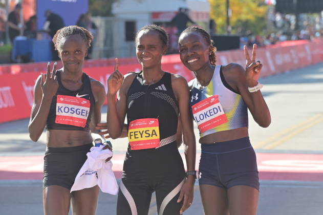 Chicago Marathon 2026 CHICAGO, ILLINOIS - OCTOBER 11: Ethiopian runner Hawi Feysa crosses the finish line to win the women s professional division at the 48th Bank of America Chicago Marathon in Chicago, United States on October 11, 2026. Over 55,000 participants competed on the 26.2-mile course starting and finishing in Grant Park. Jacek Boczarski Anadolu Chicago United States. Editorial use only. Please get in touch for any other usage.  Copyright: x2026xAnadoluxJacekxBoczarskix