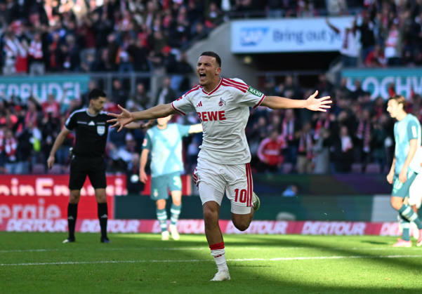 11.10.2026, xophax, Fussball 1.Bundesliga, 1.FC Koeln - Borussia Mönchengladbach . Said El Mala ( 1.FC Köln ) nach seinem Tor zum 2 zu 1. Koeln