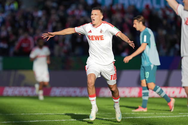 11.10.2026, xydrx, Herren, Fußball, 1.Bundesliga, 1.FC Köln - Borussia Mönchengladbach, Saison 2026 2027, RheinEnergieSTADION: Torjubel nach dem Tor zum 2:1 für den 1.FC Köln durch Torschütze Said El Mala (1.FC Köln, 10) DFB regulations prohibit any use of photographs as image sequences and or quasi-video. Copyright: HMBxMedia YannisxDreimann
