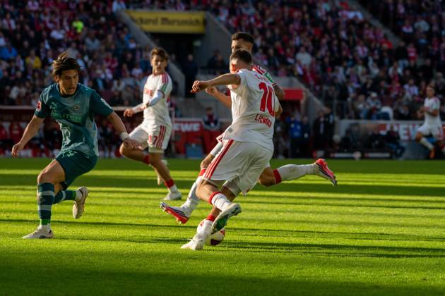 Said El-Mala, Mittelfeld, (1.FC Koeln 10), beim Angriff zum 2:1, 1. FC Koeln vs. Borussia Moenchengladbach, Fussball, 1. Bundesliga, 5. Spieltag, 11.10.2026 DFB DFL regulations prohibit any use of photographs as image sequences and or quasi-video Koeln Nordrhein-Westfalen Deutschland