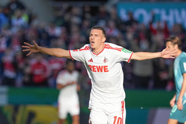 11.10.2026, xydrx, Herren, Fußball, 1.Bundesliga, 1.FC Köln - Borussia Mönchengladbach, Saison 2026 2027, RheinEnergieSTADION: Torjubel nach dem Tor zum 2:1 für den 1.FC Köln durch Torschütze Said El Mala (1.FC Köln, 10) DFB regulations prohibit any use of photographs as image sequences and or quasi-video. Copyright: HMBxMedia YannisxDreimann