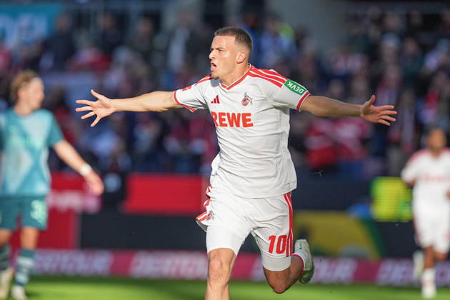 11.10.2026, xydrx, Herren, Fußball, 1.Bundesliga, 1.FC Köln - Borussia Mönchengladbach, Saison 2026 2027, RheinEnergieSTADION: Torjubel nach dem Tor zum 2:1 für den 1.FC Köln durch Torschütze Said El Mala (1.FC Köln, 10) DFB regulations prohibit any use of photographs as image sequences and or quasi-video. Copyright: HMBxMedia YannisxDreimann