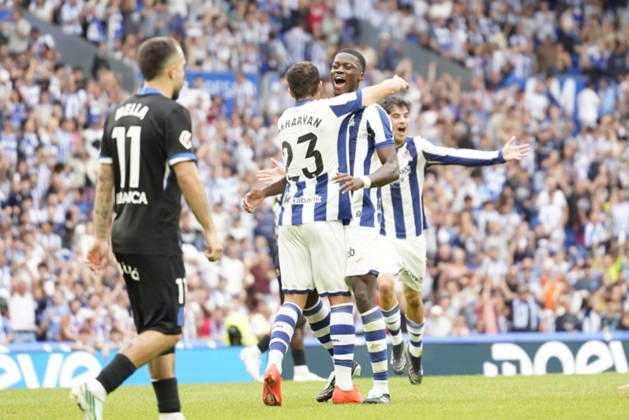Arsen Zakharyan of Real Sociedad seen during LaLiga EA Sports 26 27 game between teams of Real Sociedad and Deportivo la Coruna (Mickael Ducint Ball Raw Images) San Sebastian Estadio Anoeta Spain Copyright: xMickaelxDucintx mickaelducint_RealSociedad_Deportivo732