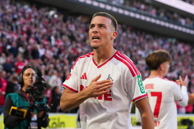11.10.2026, xydrx, Herren, Fußball, 1.Bundesliga, 1.FC Köln - Borussia Mönchengladbach, Saison 2026 2027, RheinEnergieSTADION: Torjubel nach dem Tor zum 2:1 für den 1.FC Köln durch Torschütze Said El Mala (1.FC Köln, 10) DFB regulations prohibit any use of photographs as image sequences and or quasi-video. Copyright: HMBxMedia YannisxDreimann