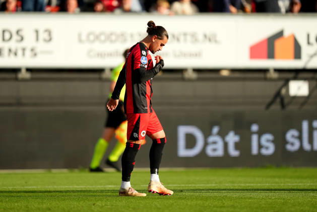 Eredivisie: Excelsior Rotterdam v FC Groningen Rotterdam - Irakli Yegoian of Excelsior Rotterdam celebrates scoring his team s first goal (1-1) during the eight competition round of the 2026 2027 Eredivisie season. The match is set between Excelsior Rotterdam and FC Groningen at Stadion Woudestein on 11 October 2026 in Rotterdam, Netherlands. (Hero Images Yannick Verhoeven) Copyright: xYannickxVerhoevenx