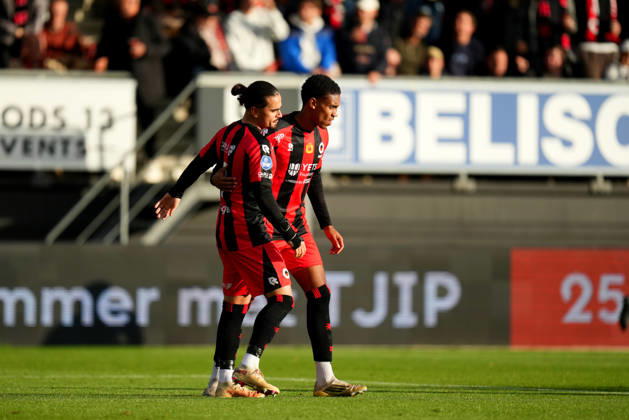 Eredivisie: Excelsior Rotterdam v FC Groningen Rotterdam - Irakli Yegoian of Excelsior Rotterdam celebrates scoring his team s first goal (1-1) with David Garden of Excelsior Rotterdam during the eight competition round of the 2026 2027 Eredivisie season. The match is set between Excelsior Rotterdam and FC Groningen at Stadion Woudestein on 11 October 2026 in Rotterdam, Netherlands. (Hero Images Yannick Verhoeven) Copyright: xYannickxVerhoevenx