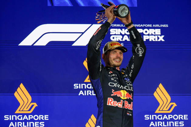 Max Verstappen wins 2026 Formula 1 Singapore Grand Prix SINGAPORE - OCT 11: Red Bull Racing driver Max Verstappen celebrates on the podium after winning the Formula 1 Singapore Grand Prix at the Marina Bay Street Circuit in Singapore on October 11, 2026. Daniel Ceng Anadolu Singapore Singapore. Editorial use only. Please get in touch for any other usage. Copyright: x2026xAnadoluxDanielxCengx