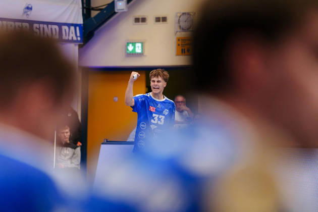 2. Handball-Bundesliga - 7. Spieltag: Dessau-Roßlauer HV 06 - VfL Lübeck-Schwartau Simon Sirot (Dessau-Roßlauer HV 06, 33) ballt die Faust am 11.10.2026 in der Anhalt-Arena, Dessau-Roßlau (Sachsen-Anhalt) Dessau-Roßlau Anhalt-Arena Sachsen-Anhalt Deutschland