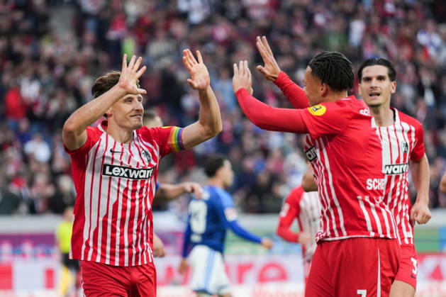 1. Bundesliga: SC Freiburg vs FC Schalke 04, 11.10.2026 Torjubel zum 1:0 durch Maximilian Eggestein (SC Freiburg, 8) 1. Bundesliga: SC Freiburg vs FC Schalke 04, Europa-Park-Stadion, 11.10.2026 DFB DFL REGULATIONS PROHIBIT ANY USE OF PHOTOGRAPHS AS IMAGE SEQUENCES AND OR QUASI-VIDEO. Copyright: xBEAUTIFULxSPORTS Boscox