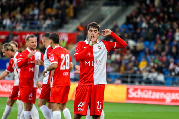 Fussball: Liechtenstein: Brack Super League 2026 2027 - 10. Spieltag, 11.10.2026, 16:30 Uhr - FC Vaduz vs. FC Basel 1893 - Rheinpark Stadion (Vaduz, Liechtenstein); Torjubel 3:0 FC Vaduz Vaduz Rheinparkstadion Vaduz Liechtenstein Copyright: xAmiirxAmedjouax