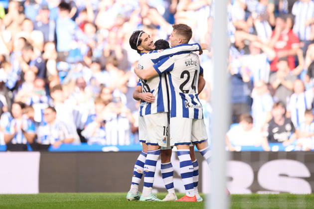 October 11, 2026, San Sebastian, Guipuzcoa, Spain: Goncalo Guedes of Real Sociedad celebrates after scoring the team s third goal during the LaLiga EA Sports match between Real Sociedad and RC Deportivo de A Coruna at Anoeta on October 11, 2026, in San Sebastian, Spain. Real Sociedad V RC Deportivo De La Coruna - La Liga EA Sports  - ZUMAa181 20261011_zaa_a181_142 Copyright: xRicardoxLarreinax