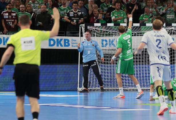GER HBL Saison 2026 2027 FÜCHSE Berlin vs. TBV Lemgo, 11.10.26, MAX-SCHMELING-HALLE, Berlin, Andreas PALICKA (Füchse Berlin 12) jubelt nach erfolgreicher Parade