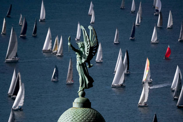 Barcolana 58 Regatta in Trieste TRIESTE, ITALY - OCTOBER 11: Boats are seen while passing the Victory Lighthouse in Trieste, Italy on October 11, 2026. The 58th edition of the Barcolana sailing regatta was held in the Gulf of Trieste, where 1,885 professional and amateur sailing boats competed in the largest sailing competition in the world. The Barcolana Autumn Cup was won by Furio Benussi aboard ARCA SGR with a time of 1 hour, 5 minutes, and 9 seconds. Valeria Ferraro Anadolu Trieste Spain. Editorial use only. Please get in touch for any other usage.  Copyright: x2026xAnadoluxValeriaxFerrarox