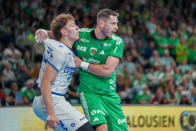 Im Bild: Joel Willecke (TBV Lemgo Lippe, 24), Mijajlo Marsenic (Fuechse Berlin, 93) 11.10.2026, Fuechse Berlin - TVB Lemgo Lippe, HBL, Handball-Bundesliga, Saison 2026 27, Max-Schmeling-Halle Copyright: HMBxMedia xPascalxSpanehl