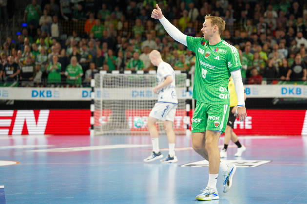 Im Bild: Mathias Gidsel (Fuechse Berlin, 19), Jubel, Freude 11.10.2026, Fuechse Berlin - TVB Lemgo Lippe, HBL, Handball-Bundesliga, Saison 2026 27, Max-Schmeling-Halle Copyright: HMBxMedia xPascalxSpanehl