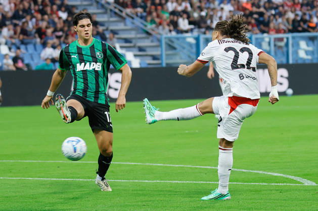 IPA89560259 - Milan s Diego Moreira during the US Sassuolo vs. AC Milan Italian Serie A soccer match in Reggio Emilia, Italy, on October 11, 2026  Copyright: xLucaxDiliberto IPAxSportx xx IPA89560259