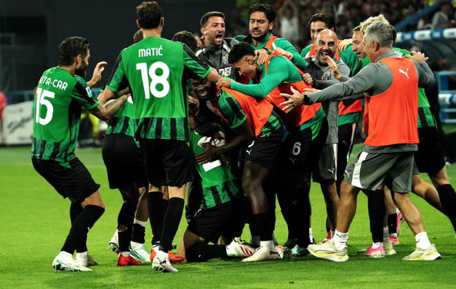 Foto IPP Albano Angilletta Reggio Emilia 11 10 2026 Calcio Campionato di serie A 2026 2027 Sassuolo - Milan nella foto: esultanza Sassuolo Italy Photo Press World Copyright italy ITALY  Copyright: xR4924_italyphotopressx