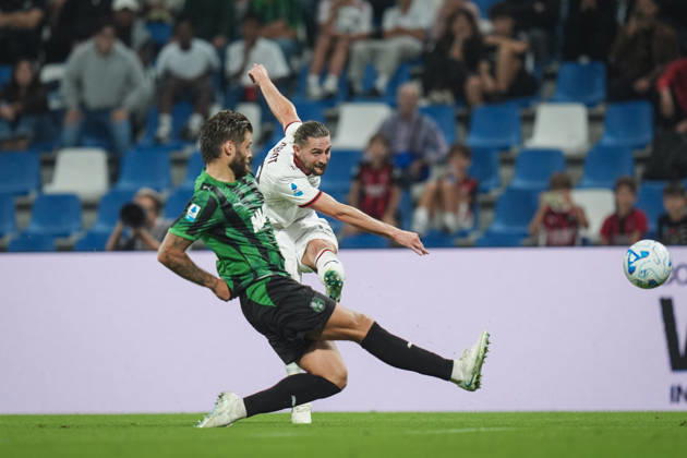 Milan s Adrien Rabiot goal 0-1 during the Serie A soccer match between Sassuolo and Milan at the Mapei Stadium in Reggio Emilia, north Italy - Sunday, October 11, 2026 -  Copyright: xMassimoxPaolone LaPressex