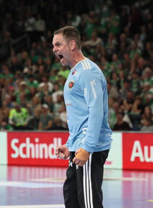 GER HBL Saison 2026 2027 FÜCHSE Berlin vs. TBV Lemgo, 11.10.26, MAX-SCHMELING-HALLE, Berlin, Andreas PALICKA (Füchse Berlin 12) jubelt nach erfolgreicher Parade, Schrei, Emotion