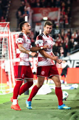Deutschland: 3. Liga 2026 2027 Fortuna Düsseldorf vs. SC Verl 8. Spieltag 12.10.2026 Merkur Spiel-Arena (Nordrhein-Westfalen) Tor zum 1:0 durch Tim Oberdorf (Fortuna Dusseldorf, 15) Jubel Freude Emotionen Torjubel Steven van der Sloot (Fortuna Dusseldorf, 2) Copyright: xCelinaxLeiersx