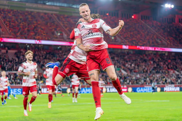 Jorrit Hendrix (Fortuna Düsseldorf, 08) jubelsprung nach dem 2:1 Fortuna Duesseldorf vs. SC Verl, Fussball, 3.Liga, 8.Spieltag, Saison 2026 27, 12.10.2026, DFL REGULATIONS PROHIBIT ANY USE OF PHOTOGRAPHS AS IMAGE SEQUENCES AND OR QUASI-VIDEO, Fortuna Duesseldorf vs. SC Verl, Fussball, 3.Liga, 8.Spieltag, Saison 2026 27, 12.10.2026 Düsseldorf Copyright: xEibner-Pressefoto LukasxBaldygax EP_LBA